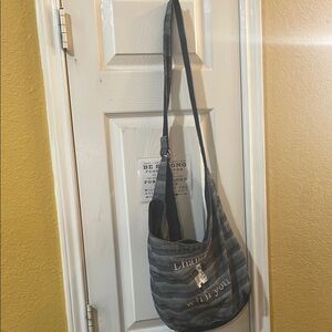 Striped Gray Shoulder Bag